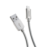 Дата-кабель Metal USB - micro USB, 1.2м, 2.4A, стальной