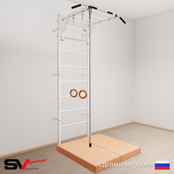 Шведская стенка Sv Sport усиленная 6334 (Турник рукоход/Канат/Кольца/Мат 1м)