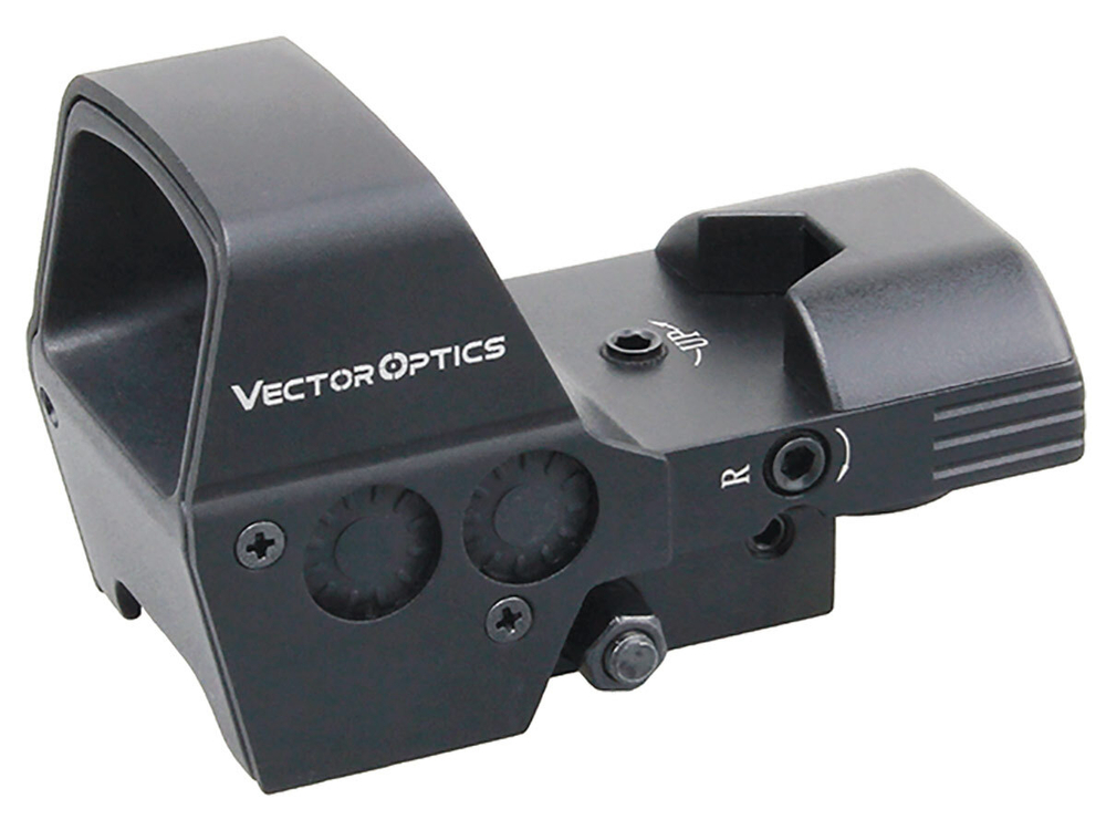 Коллиматор Vector Optics Omega 1x23х33, открытого типа, 4 марки, красная/зелёная, 6 уровней, б/с на Picatinny, IPX4,193г