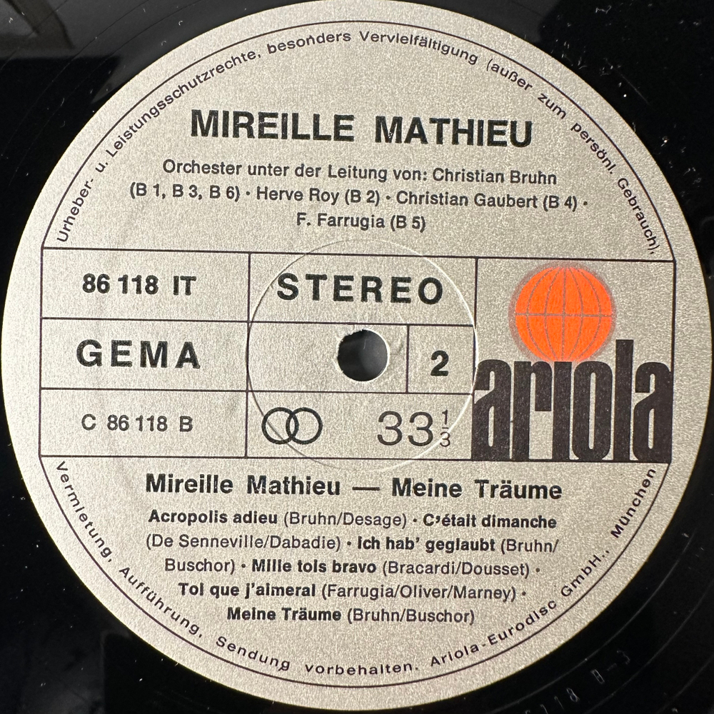 Mireille Mathieu ‎– Meine Traume (Германия 1972г.)