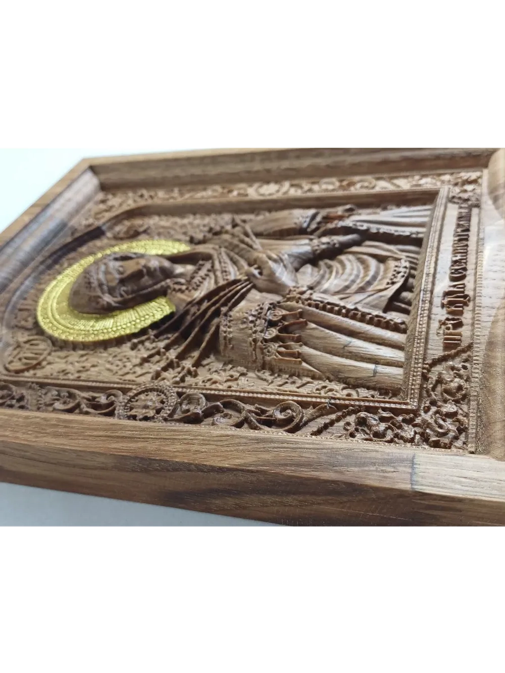 Освященная Икона Семистрельной Богородицы резная из дуба