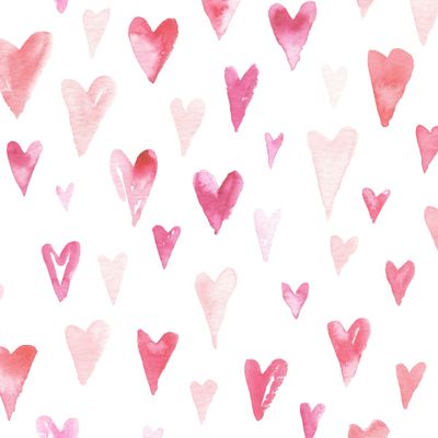 сердечки акварель