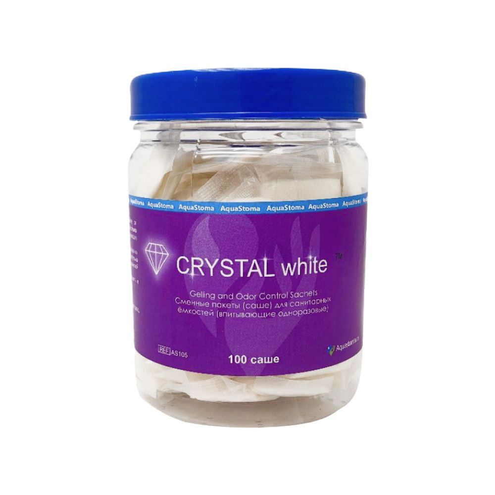 Абсорбирующие пакеты саше Аквастома Кристалл Вайт (Crystal White) для стомных мешков и санитарных ёмкостей, 100шт, AS-105