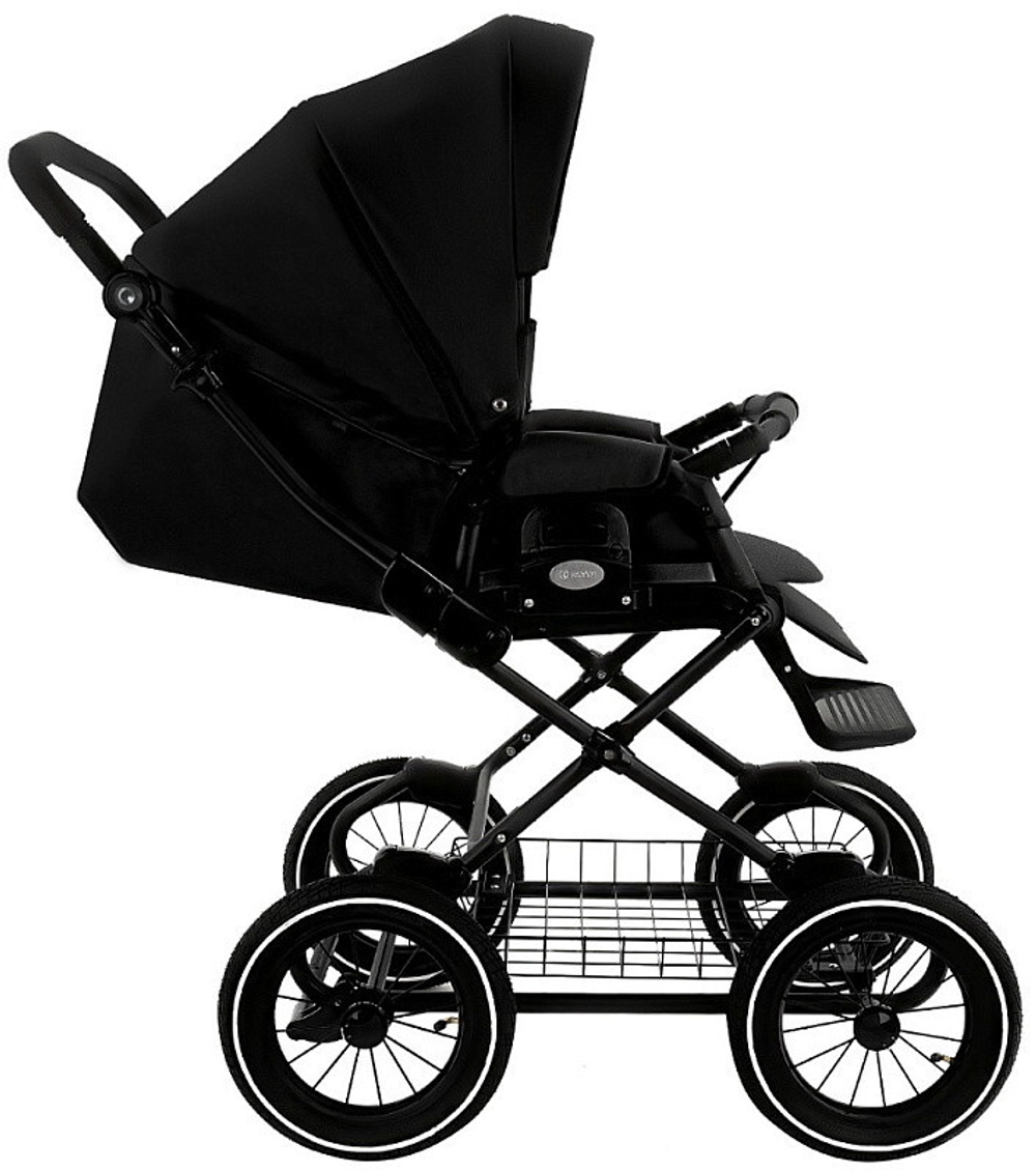 Детская коляска Roan Bass Next Classic Кожа d12 3 в 1 с автокреслом Elo Lux Black RCL300/1 Black