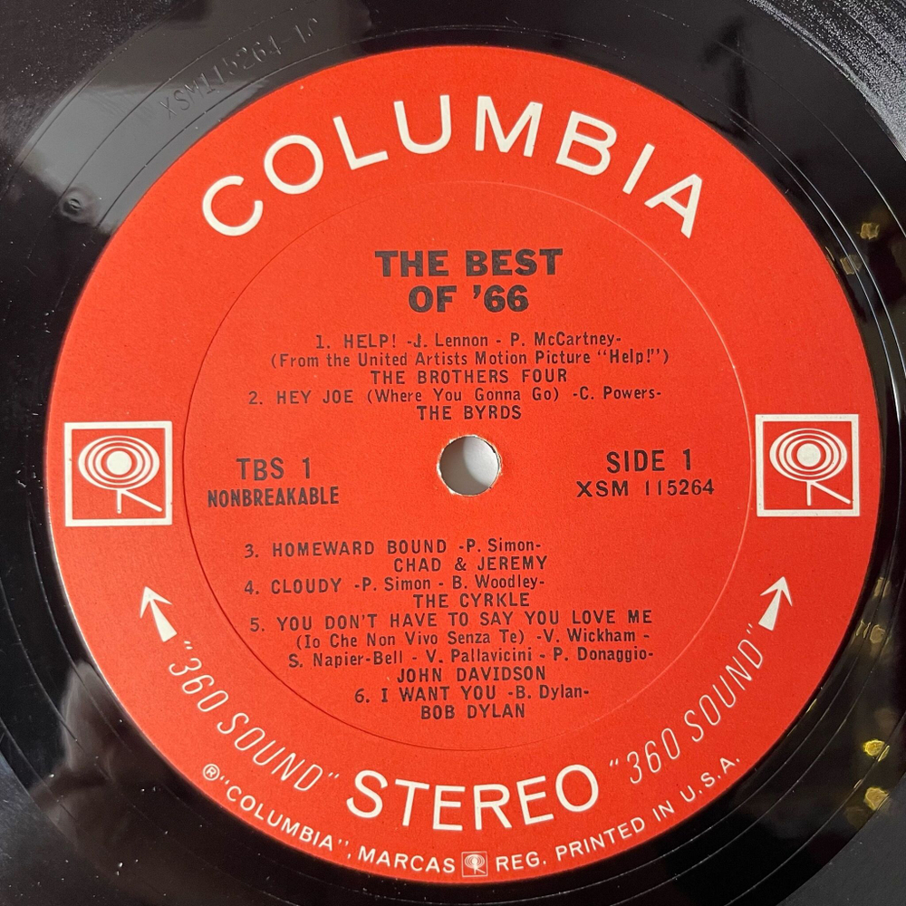 Винтажная виниловая пластинка LP Сборник The Best Of 66 Volume One (USA 1967) (Bob Dylan, The Byrds, Simon And Garfunkel)