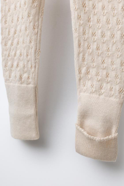 ZARA КОМБИНЕЗОН ИЗ ХЛОПКА, ШЕЛКА И КАШЕМИРА С ОТДЕЛКОЙ В ВИДЕ НОСКА, КРЕМОВЫЙ