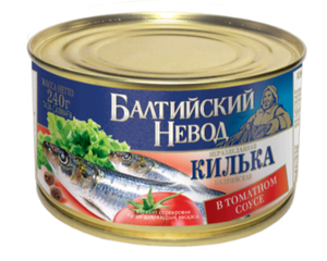КИЛЬКА БАЛТИЙСКАЯ БАЛТИЙСКИЙ НЕВОД НЕРАЗДЕЛАННАЯ В ТОМАТНОМ СОУСЕ 240ГР