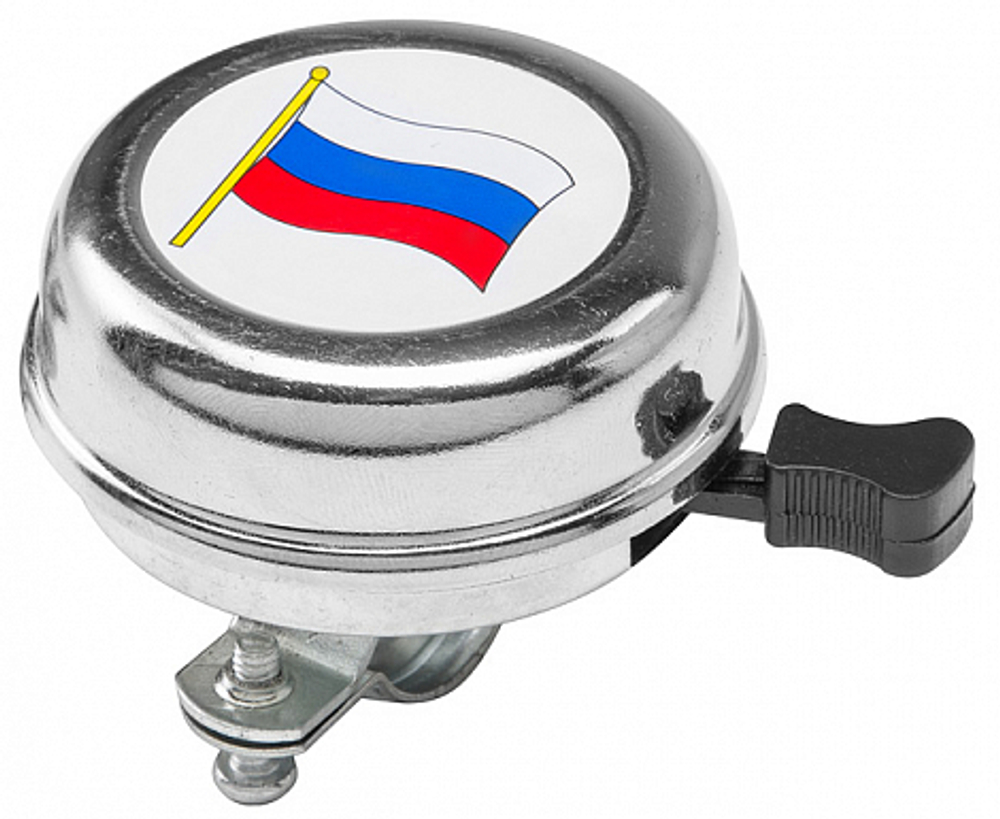 Звонок 54BF-01 стальной, хромированный с российским флагом