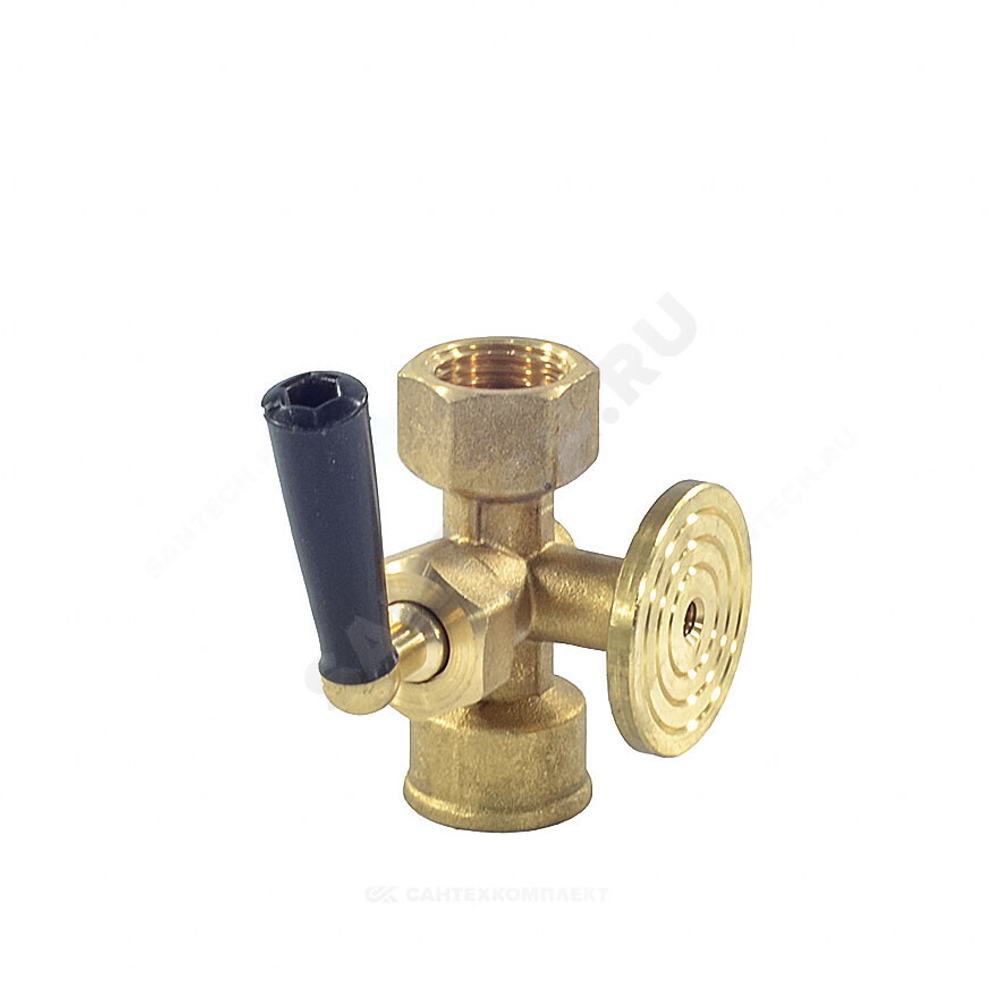Кран для манометра 3-ходовой латунь 183 Ду 15 ВР/ВР G1/2"-М20х1,5 с рукояткой с фланцем Icma 90183ADAO05