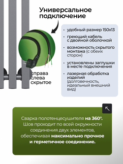 Marco 3 PRO 150 серый графит - вертикальный электрический полотенцесушитель Терум ®