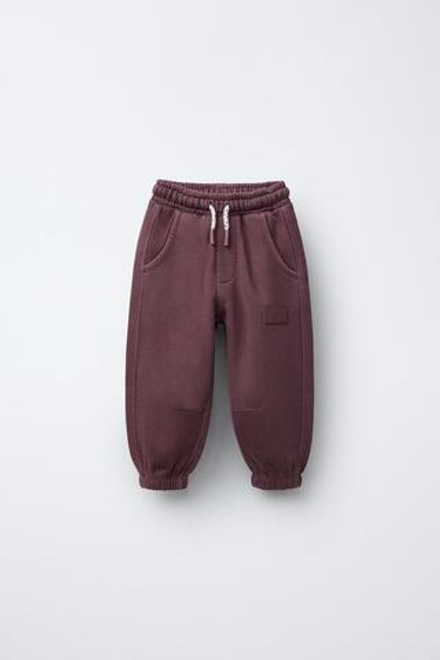 ZARA БРЮКИ-ДЖОГГЕРЫ С НАШИВКОЙ, СЛИВОВЫЙ