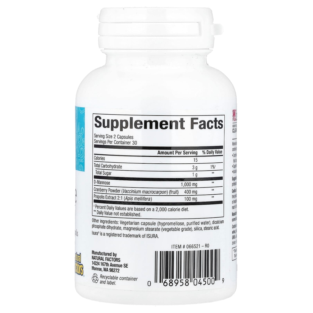 Natural Factors, WomenSense®, D-манноза, 60 вегетарианских капсул