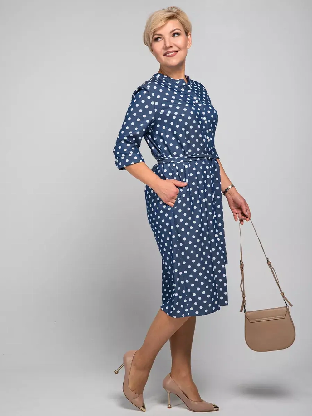 Платье рубашка повседневное офисное в горох