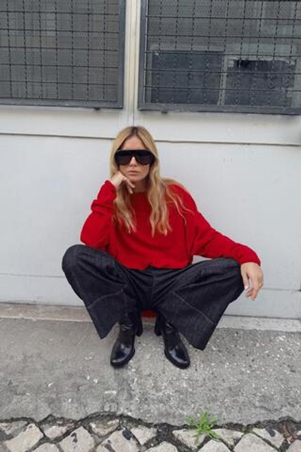 ZARA ШЕРСТЯНОЙ СВИТЕР СВОБОДНОГО КРОЯ, КРАСНЫЙ