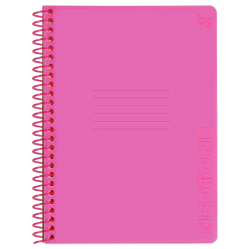 Тетрадь 48л., А5, клетка на пластиковом гребне, BG "Neon. Pink", пластиковая обложка