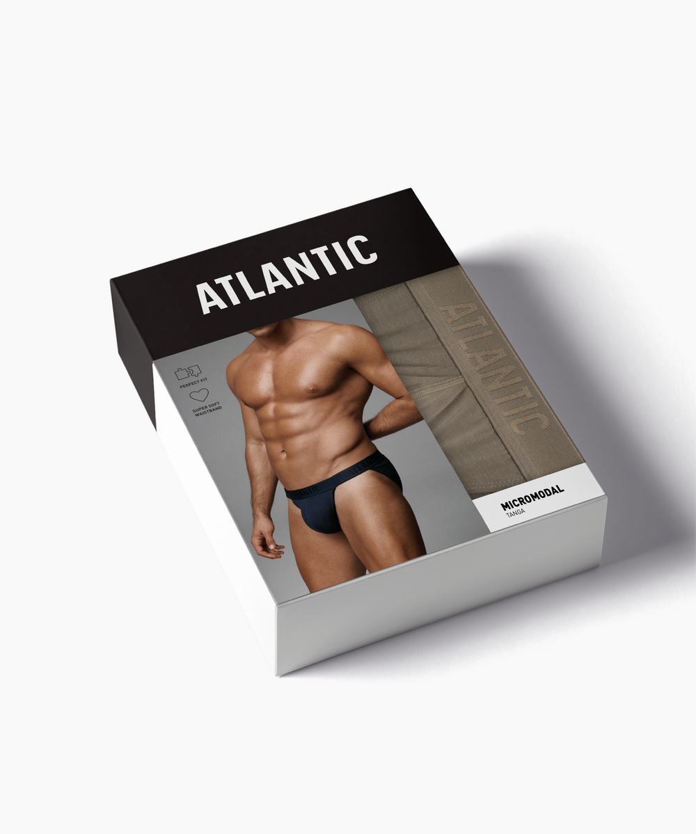 Мужские трусы слипы танга Atlantic, 1 шт. в уп., микромодал, темно-серые, MP-1591