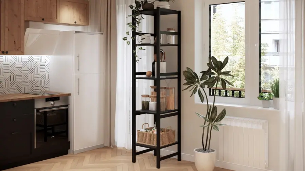 Стеллаж 5 полок - аналог IKEA/IVAR/ИВАР/УДОРА/ ИКЕА,  49x210x50см, черный