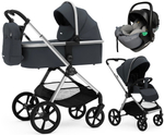 Коляска Agex Life 3 в 1 хромированная рама с автокреслом i-Safe S Grey ALM606 Midnight Grey (Темно-серый)