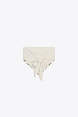 ZARA ТОП БЕЗ БРЕТЕЛЕЙ С БУСИНАМИ, БЕЖЕВЫЙ