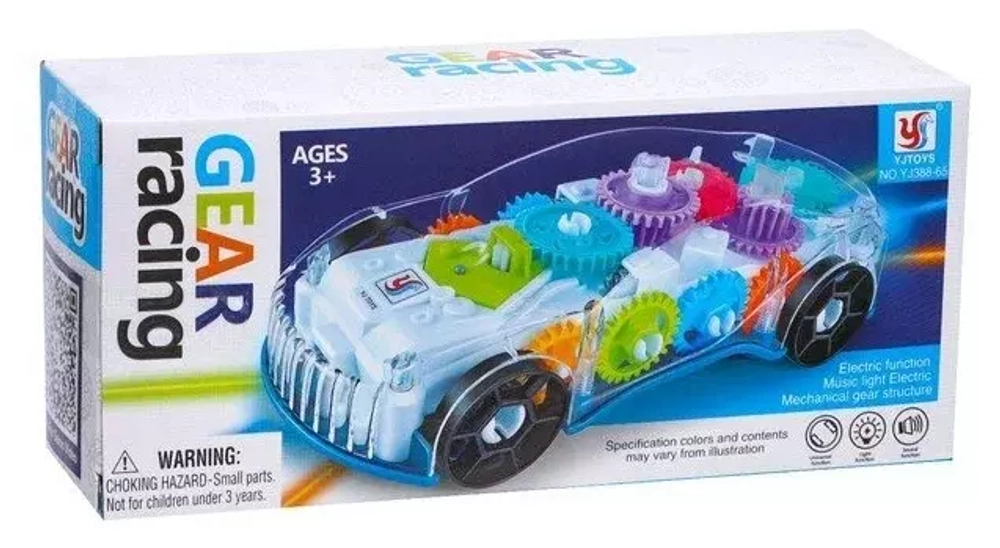 Музыкальная прозрачная "Машинка с шестеренками"