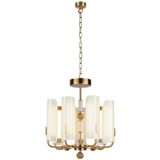 5467/35L MODERN ODL_EX26 белый/коричневый/античная бронза/металл/стекло/декор металл Люстра LED x 35W (5W*7) 3000K LION