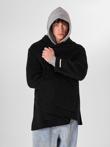 Черное шерстяное полупальто HEATHEN