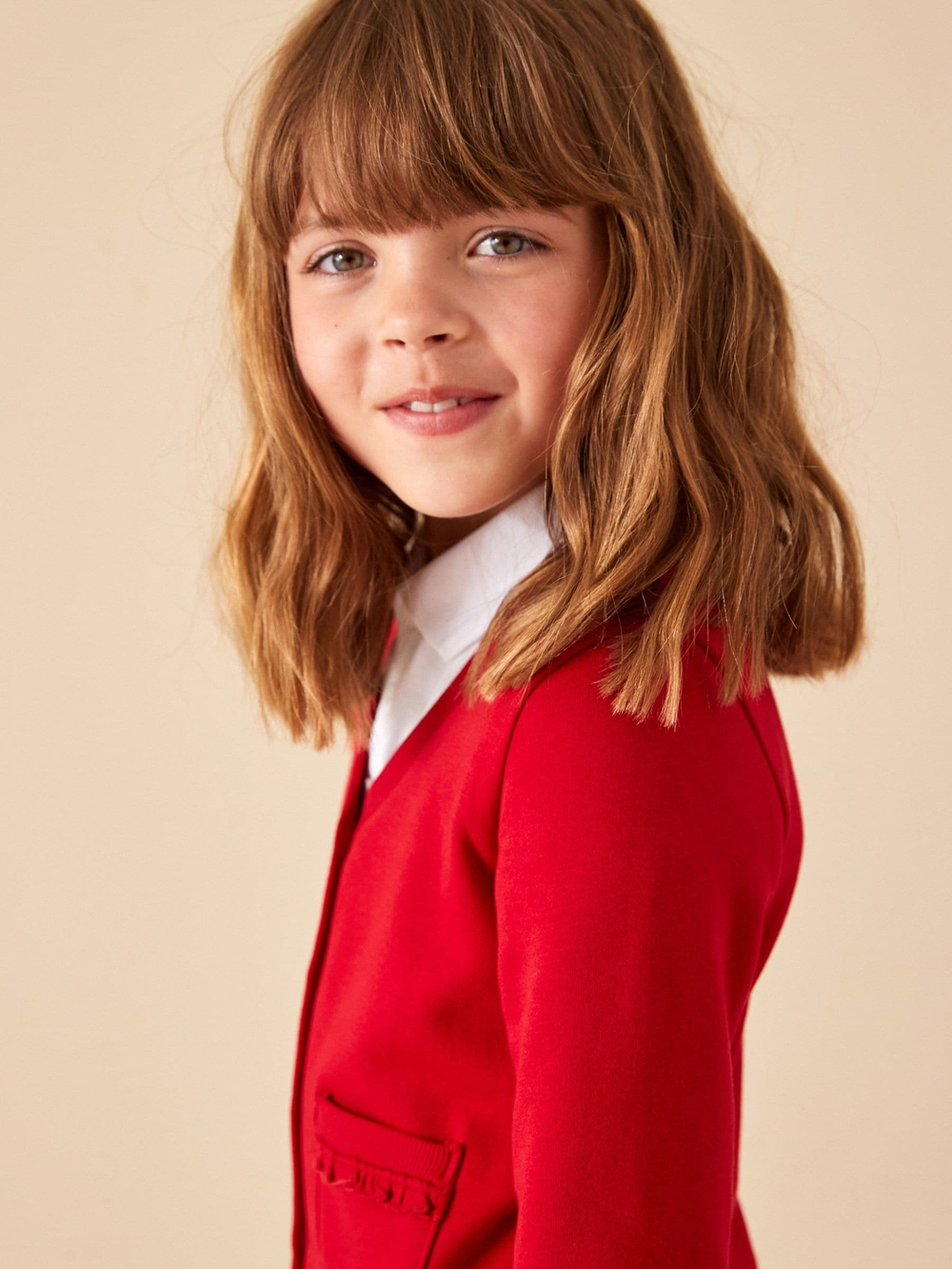 Кардиган школьный с карманами для девочки Next 979-315, Красный