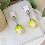 LEFIREL' Серьги серебряные женские "Лайми" с цветами из муранского стекла / ювелирные украшения из родированного серебра 925