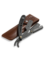 REBEL BARBER Predator Black - Опасная бритва со сменным лезвием с кожаным чехлом