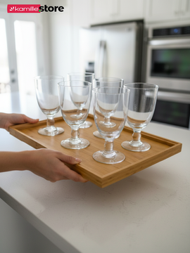 Поднос прямоугольный 41х29 см. бамбуковый с бортиком