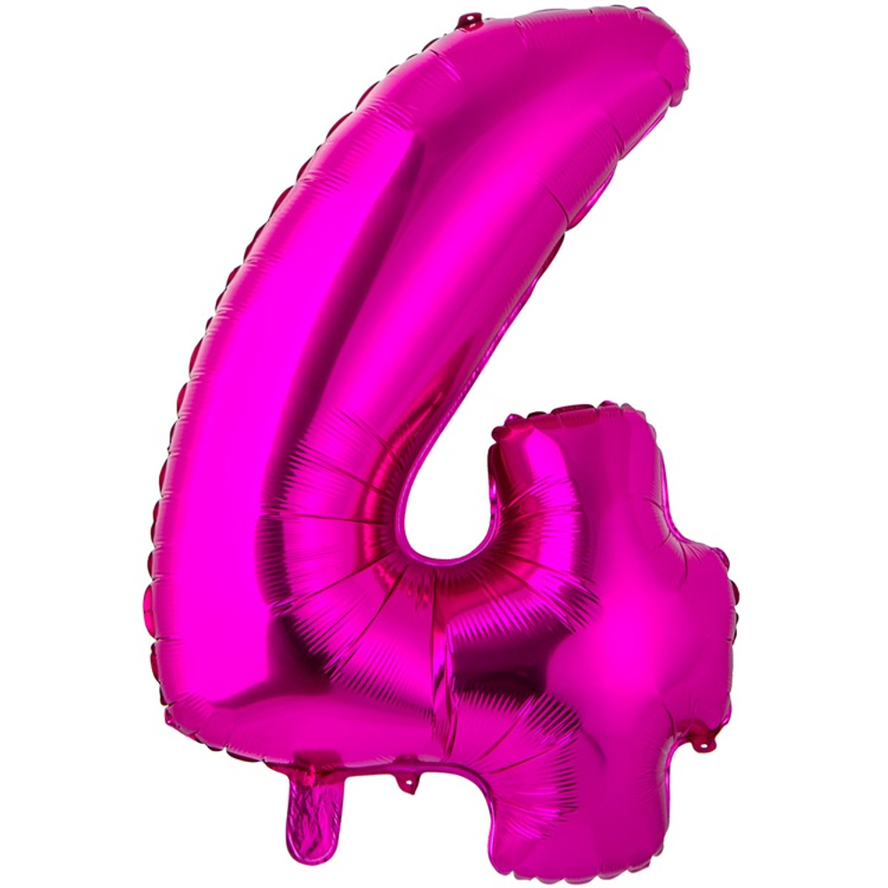 Шар фольгированный Цифра 4 66 см (Фуксия)