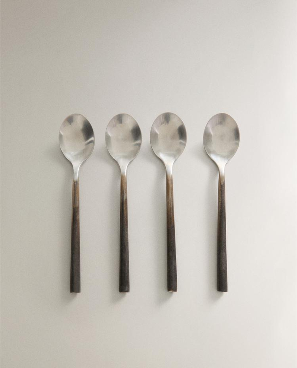 ZARA HOME НАБОР СТАЛЬНЫХ ДЕСЕРТНЫХ ЛОЖЕК (НАБОР ИЗ 4 ПРЕДМЕТОВ), ЧЕРНЫЙ