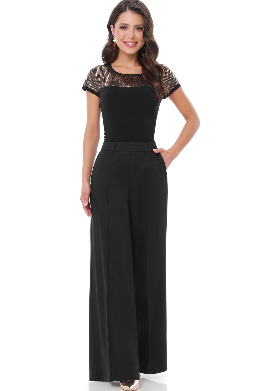 Блузка черная с кокеткой DStrend (Акция)