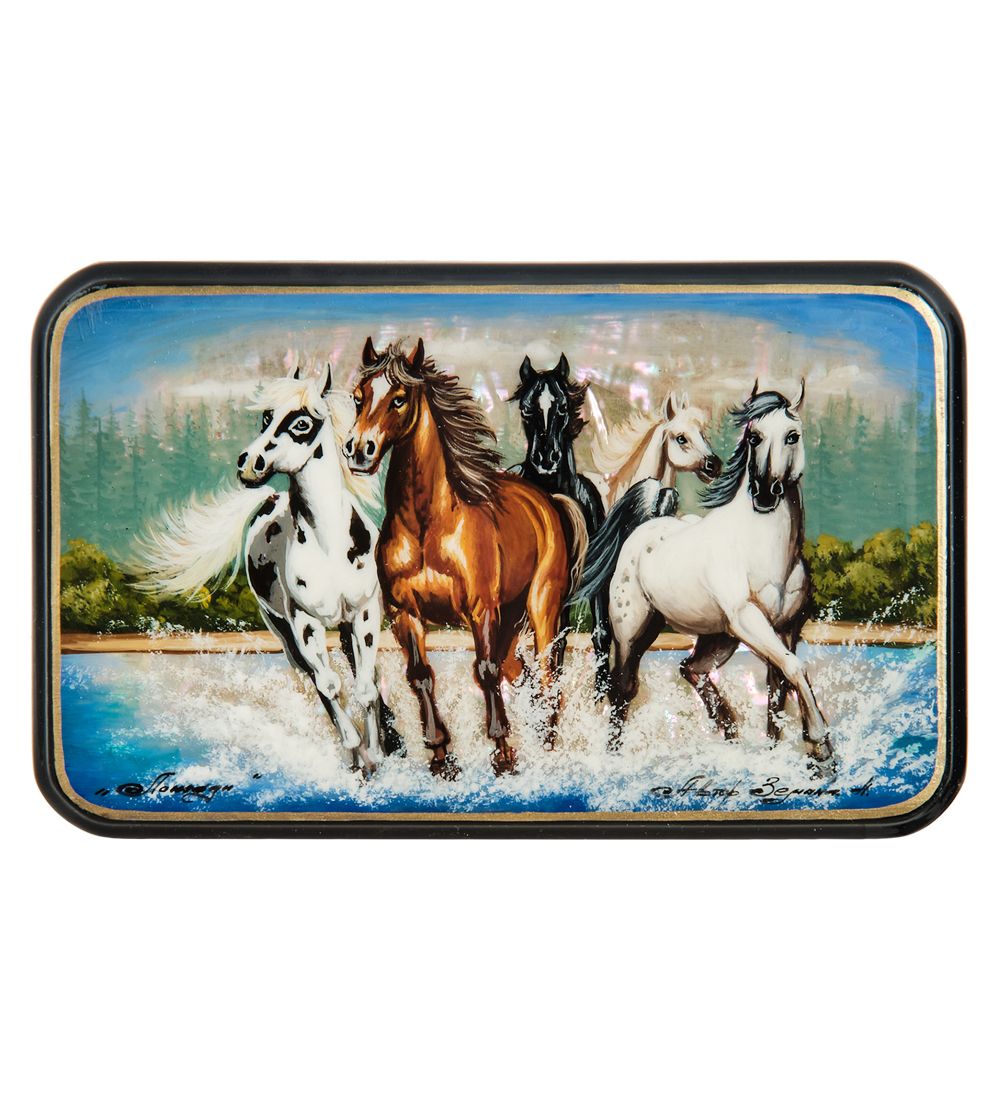 Народные промыслы ШК-55/181-A Шкатулка «Лошади» исп. Земина