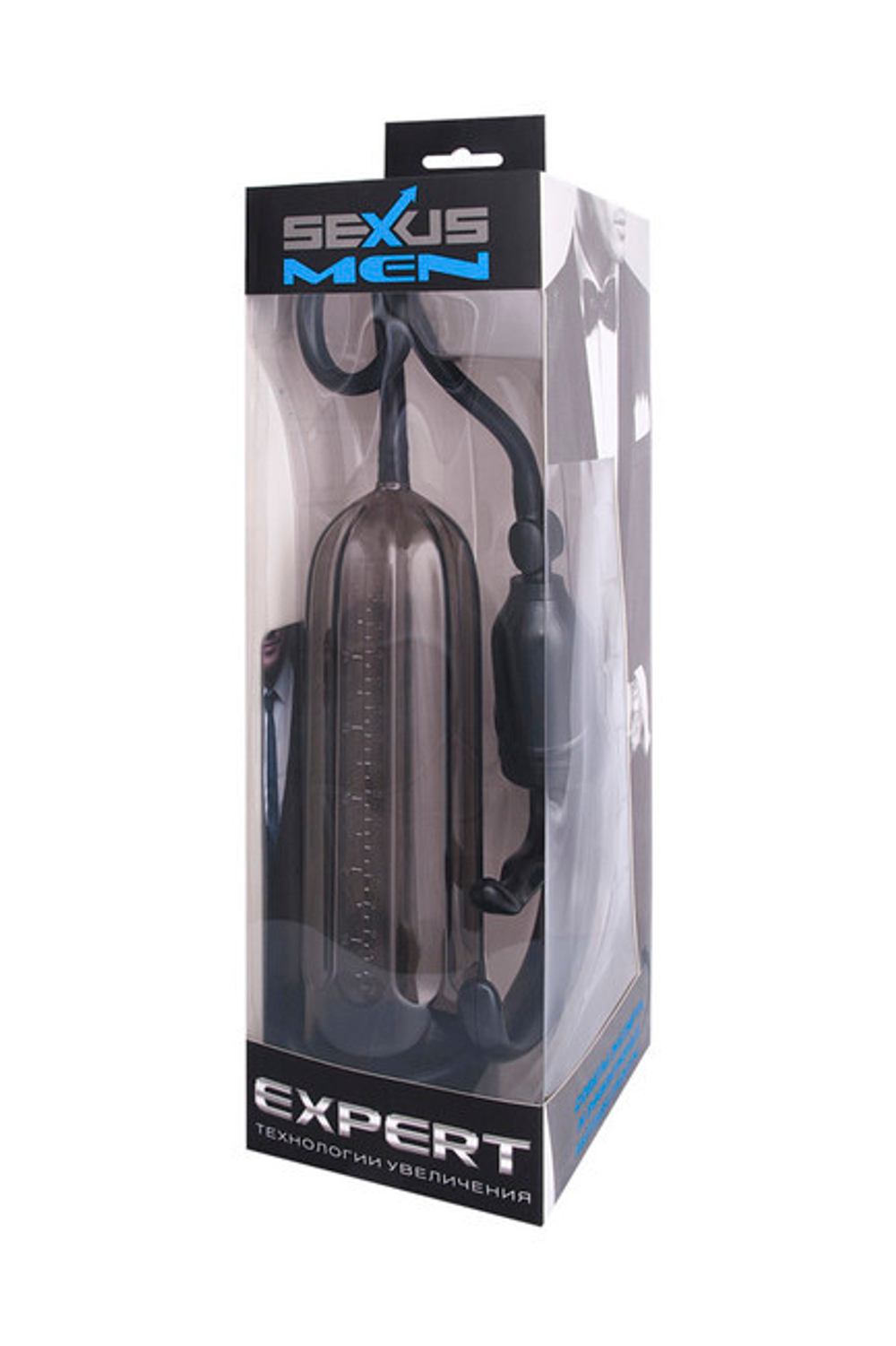 Поршневая вакуумная помпа Sexus Men Expert (Цвет: прозрачный с черным)