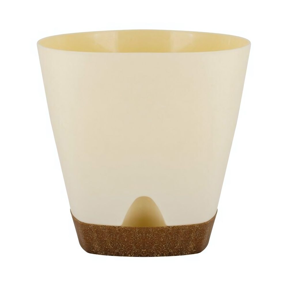 Горшок для цветов InGreen WOOD D110мм 0,65л с прикорневым поливом сливочный/бук