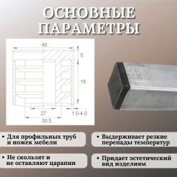 Заглушка для профильной трубы 40х40мм, цвет ЧЕРНЫЙ, 10шт