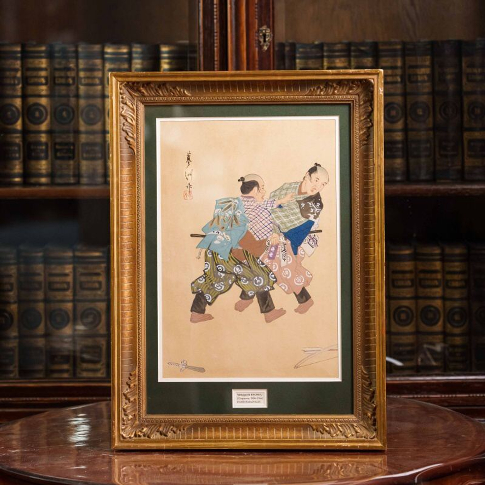 Гравюра на дереве «Бой учеников школы Фумияма»