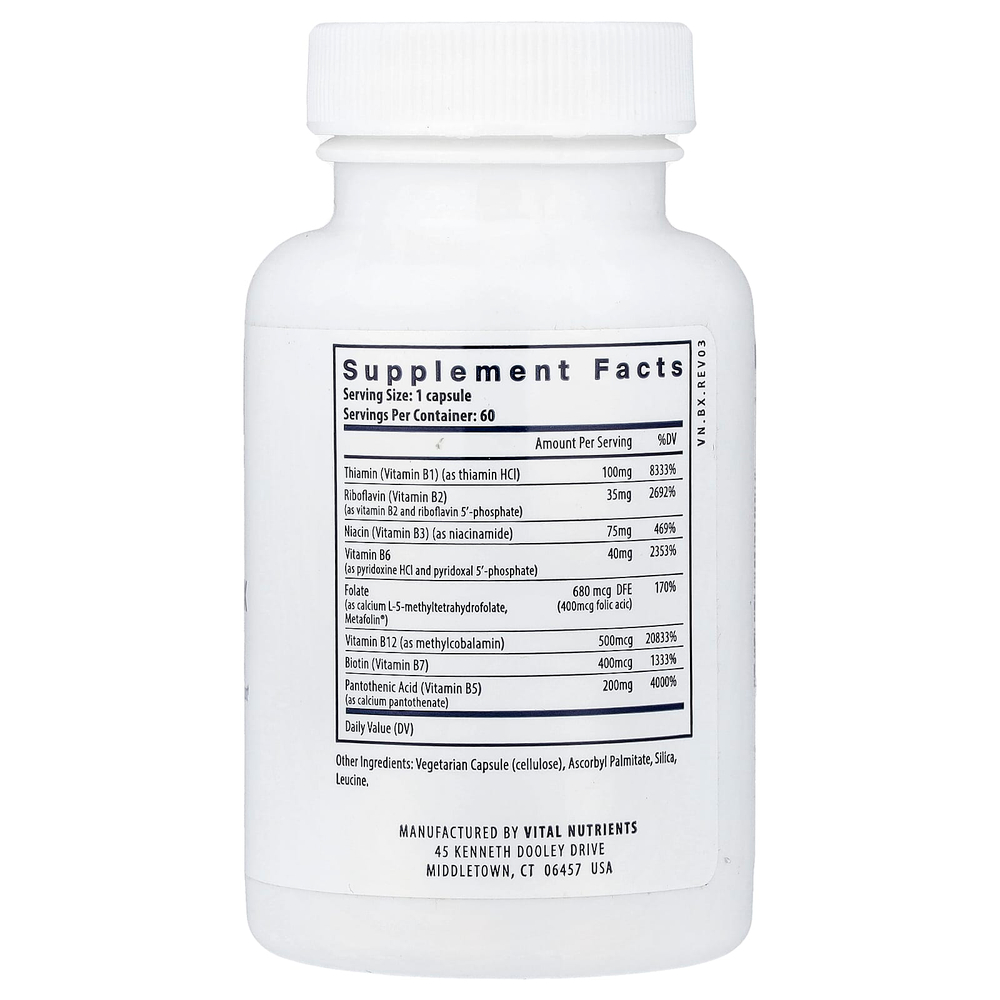 Vital Nutrients, комплекс витаминов группы B, 60 веганских капсул