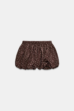 ZARA ЮБКА-ШОРТЫ-БАЛЛОН В ГОРОШЕК, КОРИЧНЕВЫЙ