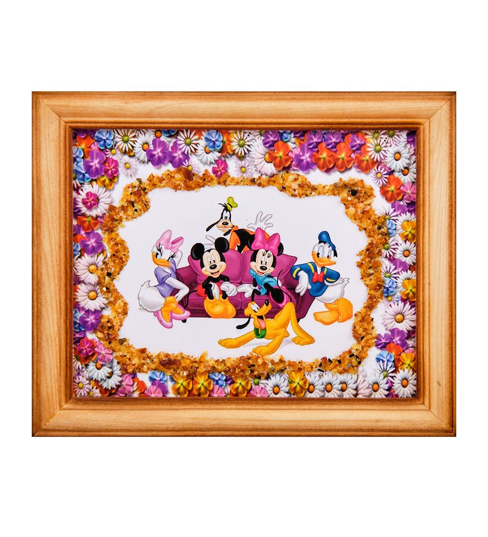 AMB-74/83 Картина «Дисней» (с янтарной крошкой) дер.краш.рамка 12х15