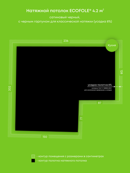 Натяжные потолки: 4.2 м2, 8.7 м2