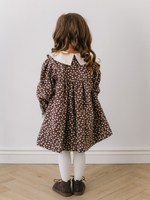 Платье с воротником в цветочек, Коричневый