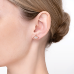 Серьги-пусеты из красного золота с фианитами