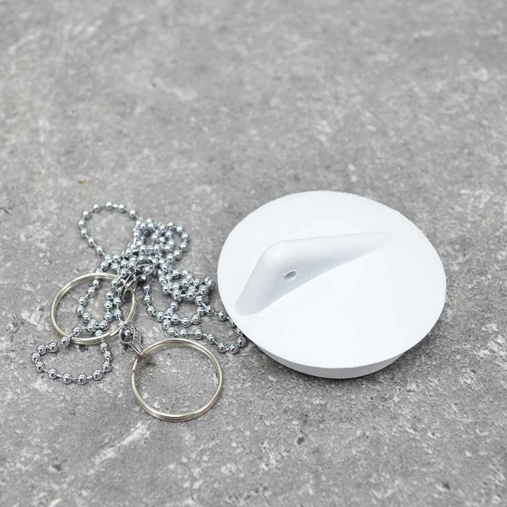 Пробка для ванной с цепочкой белая