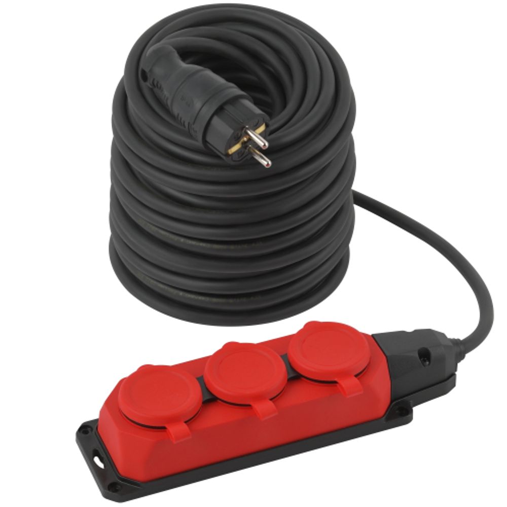 Удлинитель силовой ЭРА UK-3e-3x1,5-50m-IP44(KG) с заземлением 3 розетки каучук 50м КГ 3х1,5мм2 IP44 | Силовые удлинители