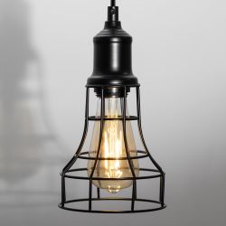 Светильник подвесной ЭРА PL10 BK под лампу E27 высота плафона 200мм подвеса 800мм черный | Подвесы в стиле LOFT