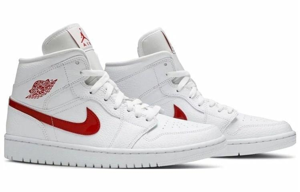 Кроссовки Jordan Air Jordan 1 Mid White University Red (Женская размерная сетка)