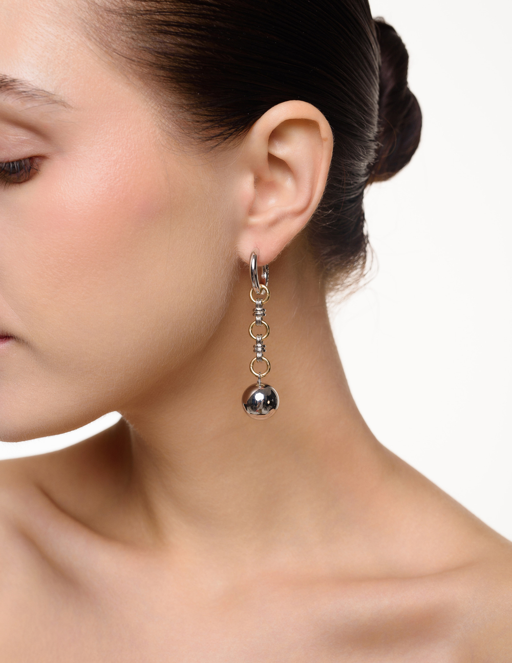 Серьги "Silver Ball" Bicolor