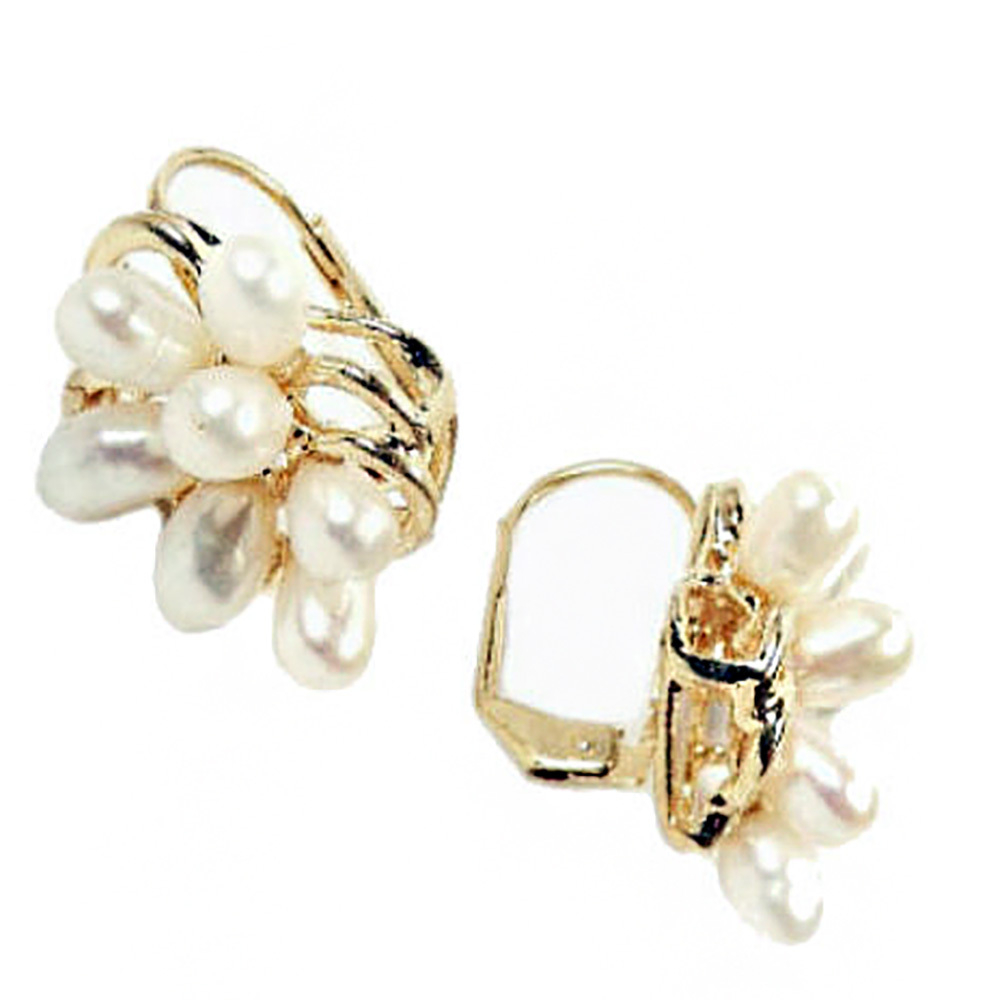 Серьги "Пион" жемчуг белый